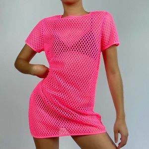 Hot Pink Mesh Dress